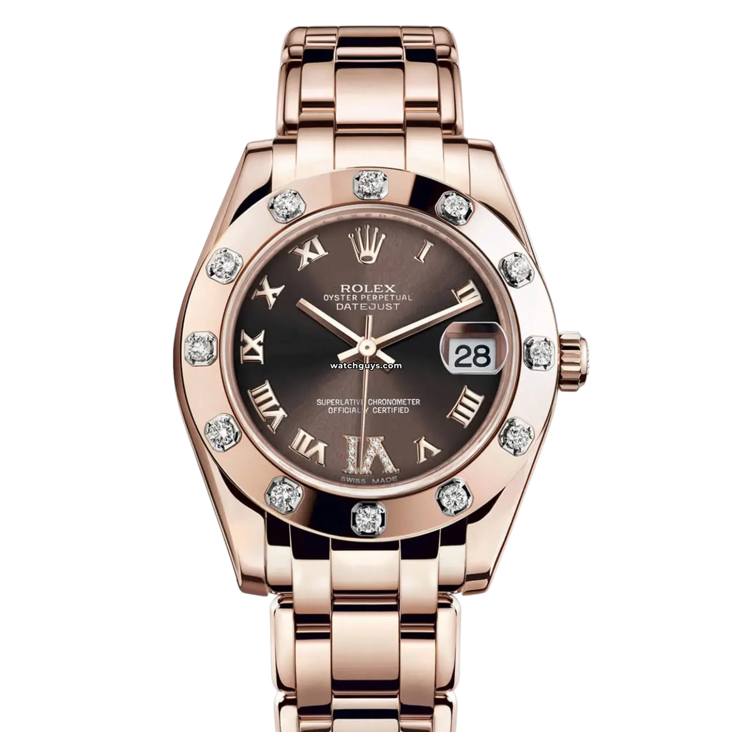 Rolex Datejust 81315 Chocolate Roman Diamond Bezel